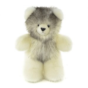 Дизайнерские игрушки из меха медведь белый с серым