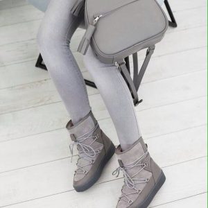 Женский рюкзак кожаный серый