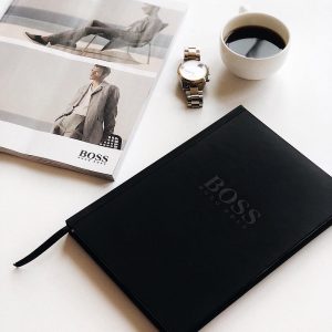 Записная книжка Boss черная закладка черная
