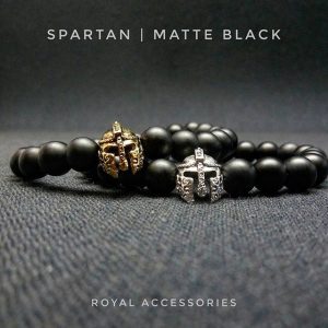 Браслет мужской камень шунгит «Spartan Gold/matte Black»