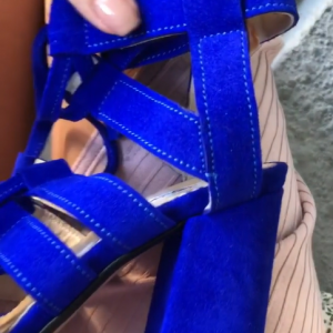 VN Женская обувь ручной работы босоножки замшевые синие насыщенные (2)