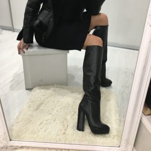 VN Женские сапоги на каблуке кожаные черные классические (6)